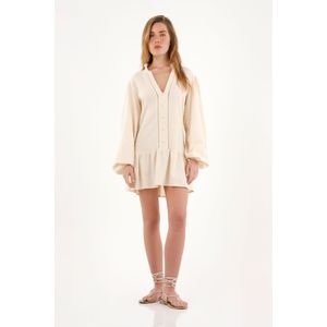Vestido crudo manga larga para mujer