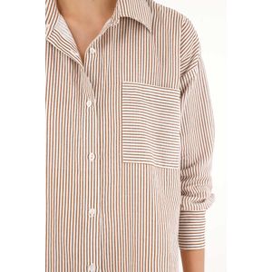 Camisa larga con estampado de rayas para mujer