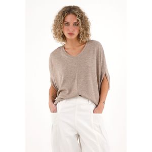 Camiseta de silueta amplia café para mujer