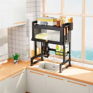 Organizador de Loza con Tapa 65?cm Ref 65CM-X Escurridor de Platos con Doble Nivel y Drenaje