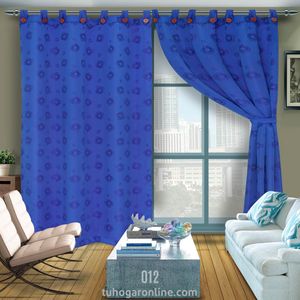 Cortina Yacar Boton Azul Elegante Medida 2.65 x 2.15 Aprox.