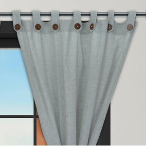 Cortina Lino Boton Ancestral Gris Neutrales Medida 2.65 x 2.15 Aprox.