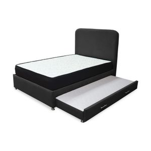 Combo Cama Tarima Nido Comfort 120 Semidoble Negro mas Espaldar