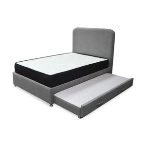 Combo Cama Tarima Nido Comfort 100 Sencillo Gris mas Espaldar