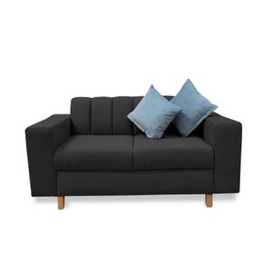 Sofa Noah 2 Puestos Negro + Cojines