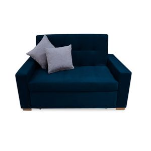 Sofacama Atalanta Multifuncional Carrito Azul Petróleo + Cojines