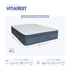 Colchón Relax Tamaño Semidoble+ Base Cama + 1 Almohada y  Protector VitaRes