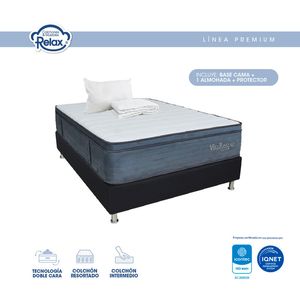 Colchón Relax Tamaño Semidoble+ Base Cama + 1 Almohada y  Protector VitaRes