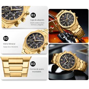 Reloj Curren 8440 Elegante Para Caballero Dorado