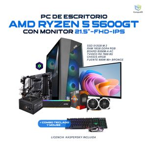 Computador GAMER AMD Ryzen 5 5600GT RX 7600 8GB 16GB 512GB - R56162B76