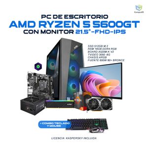 Computador GAMER AMD RYZEN 5 5600G RTX 3050 6GB 16GB 512GB - R56162MRX6