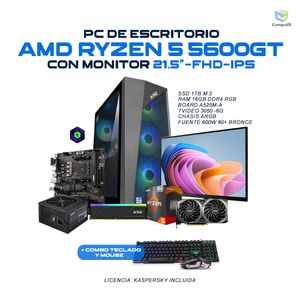Computador GAMER AMD RYZEN 5 5600GT RTX 3050 6GB 16GB 1TB - R56161MRX6