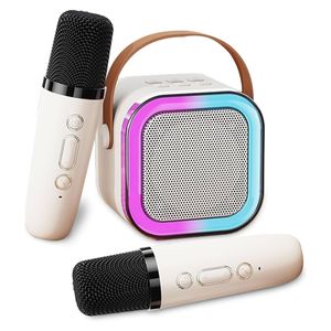 Kit Parlante Y 2 Micrófonos Karaoke Para Niños Bluetooth Beige