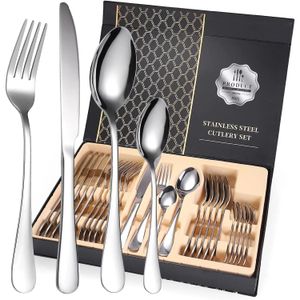 Juego De Cubiertos Set 24 Piezas Acero Inoxidable plateado