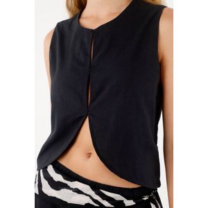 Chaleco con diseño curvo negro para mujer