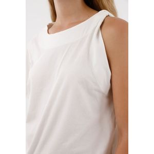 Camiseta con detalle entorchado en hombro crudo para mujer