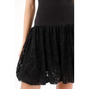Vestido corto strapless negro para mujer