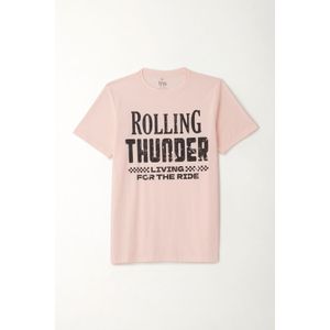 Camiseta estampada rosada para hombre