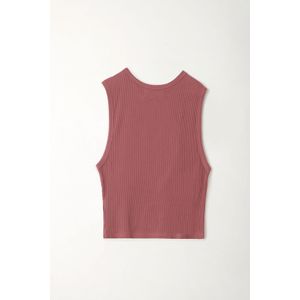 Camiseta crop manga sisa rosada para mujer