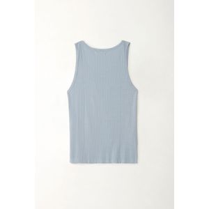 Camiseta manga sisa azul para mujer