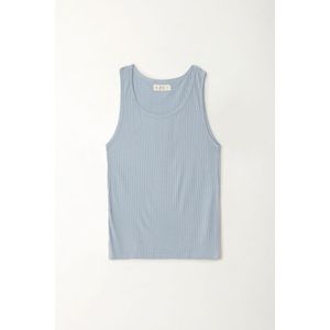 Camiseta manga sisa azul para mujer