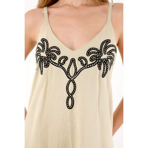 Vestido largo de tiras café para mujer