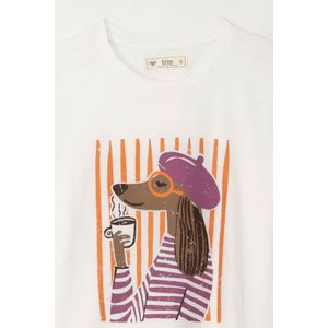 Camiseta básica estampada blanca para niña