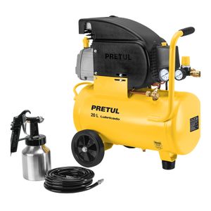 Kit Compresor lub, 20L, manguera y  pistola baja,127V, PRETUL