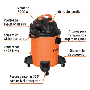 Aspiradora de sólidos y líquidos, 6 gal,  plástica, Truper