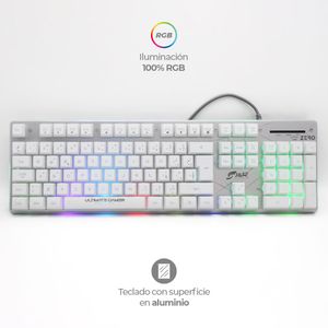 Combo Gamer 3 En 1 Pro Zero Rgb, Blanco, Teclado Semi Mecanico con 11 efectos de iluminación y Software, Mouse 6 Botones, Macro