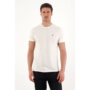 Camiseta con cuello redondo estampada crudo para hombre