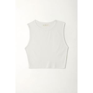 Camiseta crop manga sisa crudo para mujer