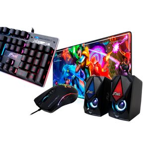Exclusivo Combo Gamer Multimedia 4 En 1 RGB (Mouse, Teclado, Parlantes + PAD Mouseq