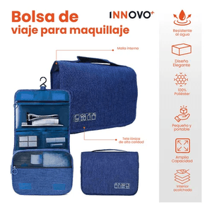 Organizador Cosmetiquera De Maquillaje Impermeable Azul Para Bolsos Innovo