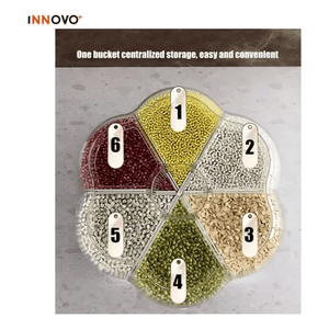 Dispensador De Alimentos Granos Cereales Giratorio X6 Compartimientos Grain Bucked Innovo Home
