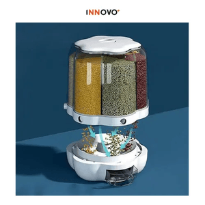 Dispensador De Alimentos Granos Cereales Giratorio X6 Compartimientos Grain Bucked Innovo Home