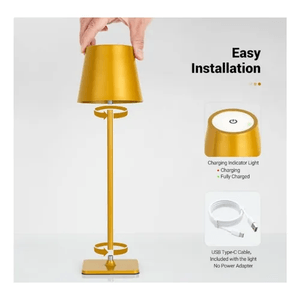Lámpara Farol De Mesa Recargable Táctil 3 Tonos De Luz Dorado Innovo Led