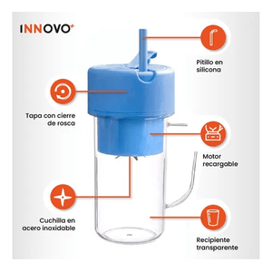 Mini Licuadora Vaso Recargable Con Pitillo Para Batidos