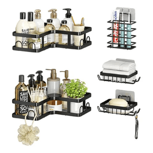 Set Organizador De Baño 5 Piezas Esquinero Acero Se Instala Fácil Resiste Hasta 15 Kg Innovo Home