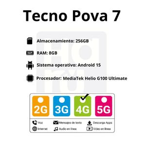 Celular Tecno POVA 7 256GB/8GB – Blanco