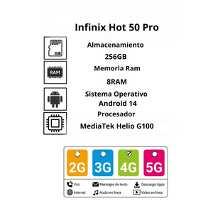 Celular Infinix Hot 50 Pro 256GB 8+8RAM Gris