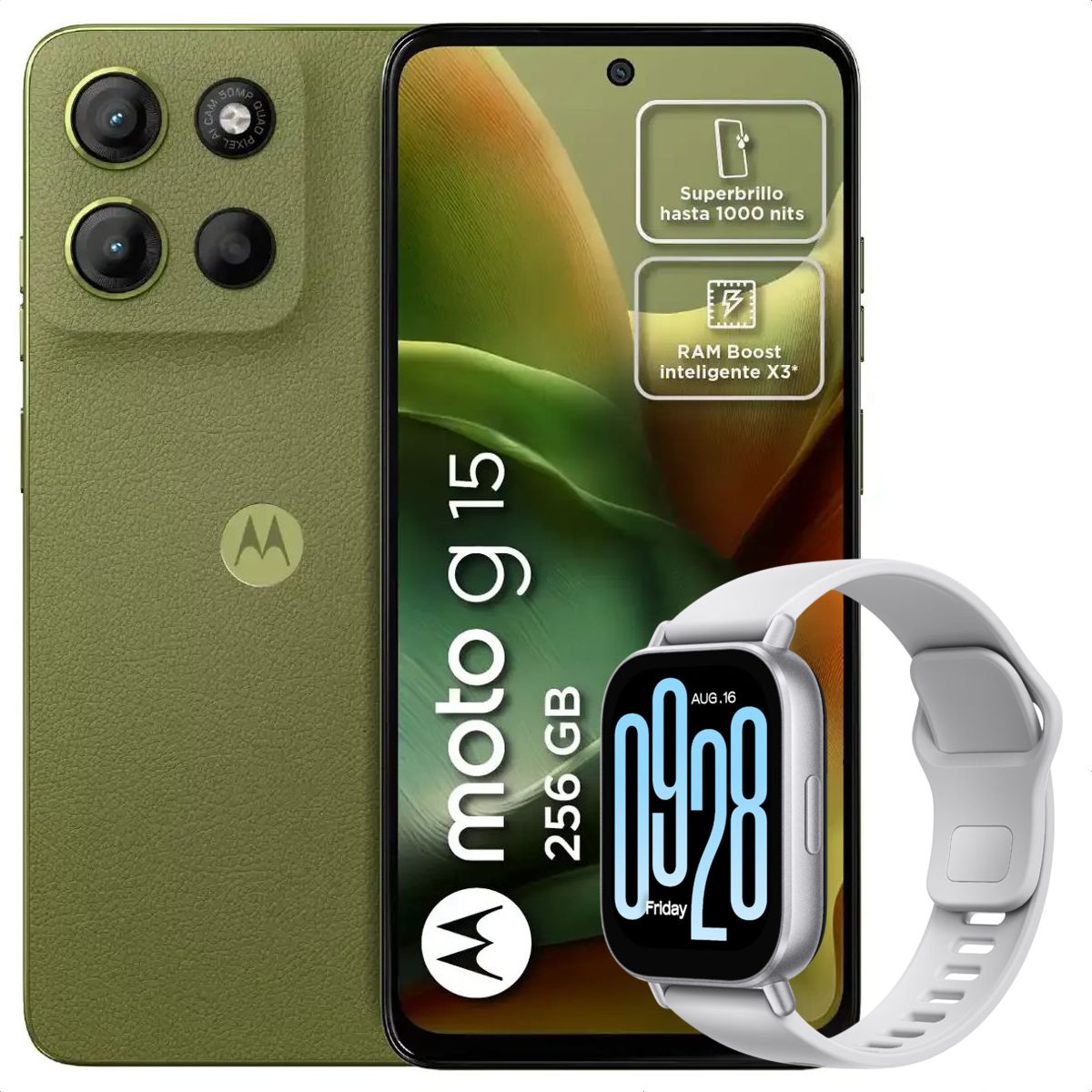 Celular Motorola Moto G15 256GB /4GB Vrd Watch Active Slv Agaval