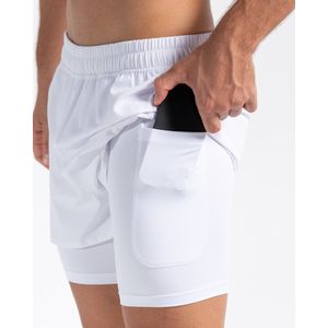 Pantaloneta Running Deportiva,  Color Blanco Para Hombre