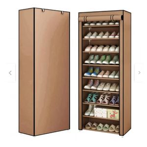 Zapatero Closet De 9 Niveles Armable En Tela Café