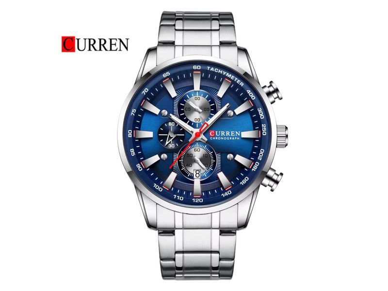 Reloj CURREN Cronógrafo 8351 Para Hombre Plateado Azul Agaval