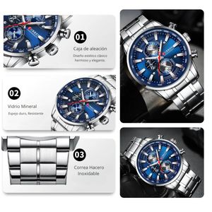 Reloj CURREN Cronógrafo 8351 Para Hombre - Plateado Azul