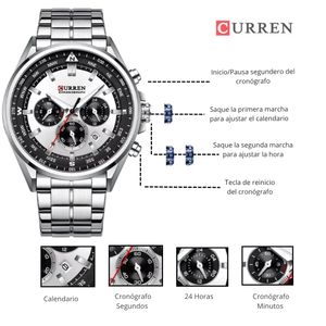 Reloj CURREN 8399 Cronógrafo Para Hombre – Plateado