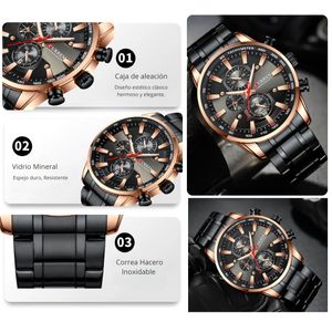 Reloj CURREN Cronógrafo 8351 Para Hombre – Negro