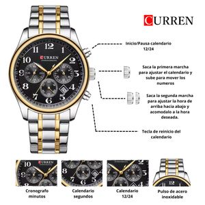 Reloj CURREN Cronografo 8466 Para Hombre - Negro Bicolor