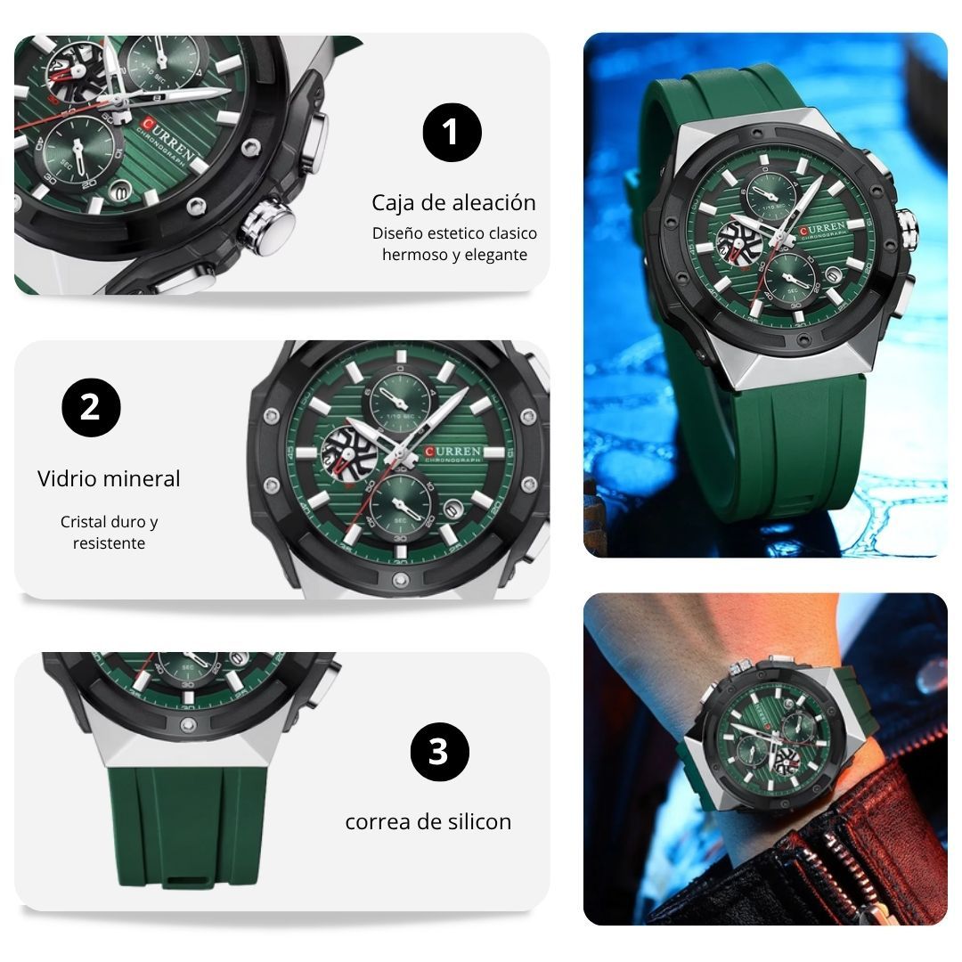 Reloj CURREN Cronografo 8462 Para Hombre – Verde - Agaval